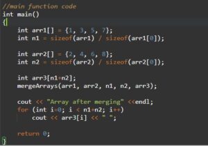 c++ program to merge two arrays - W3Adda