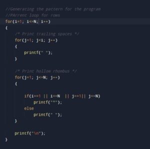 C Program to Print Hollow Mirrored Rhombus Star Pattern - W3Schools ...