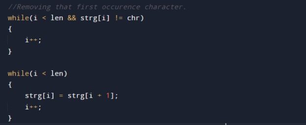 c-program-to-remove-first-occurrence-of-a-character-in-a-string-w3adda