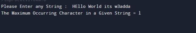 c-program-to-find-maximum-occurring-character-in-a-string-w3adda